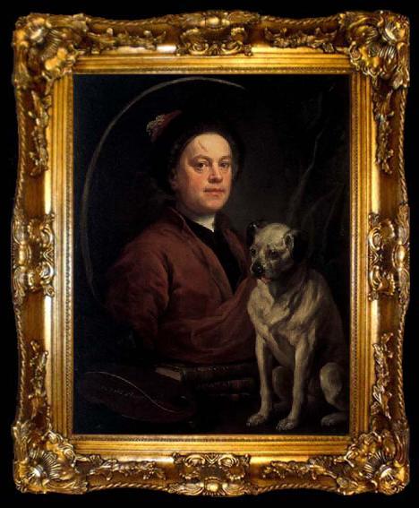 framed  William Hogarth Self-Portrait with a Pug, ta009-2